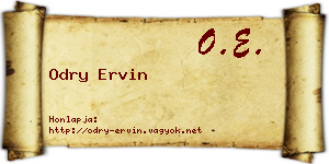 Odry Ervin névjegykártya